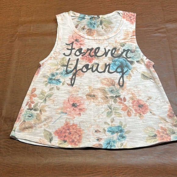 CHARLOTTE RUSSE Floral “Forever Young” Tank Top Size M - Picture 5 of 7